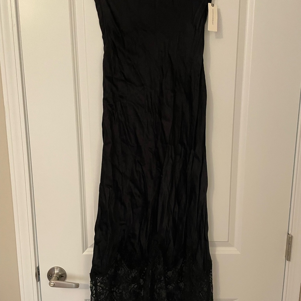 NWT By Anthropologie Lace Trim Midi Black Strapless Tube Dress - Picture 9 of 11